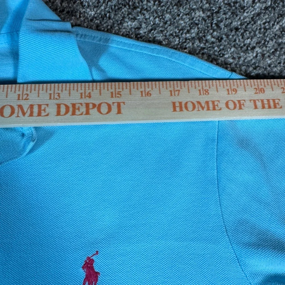Polo Ralph Lauren Mens XL Custom Fit Light Blue Mesh Polo Pink Pony